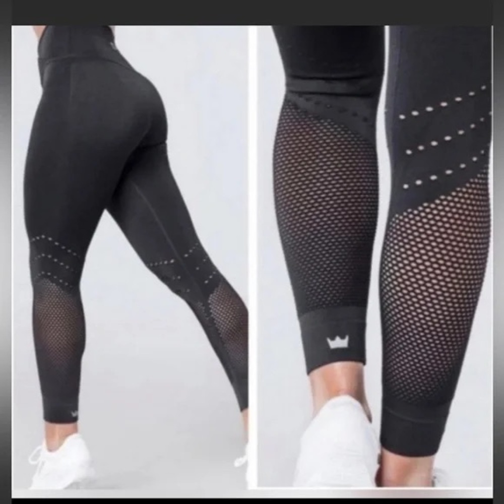 Shefit Black Crossover Waist‎ Seamless Compression Leggings Size Small